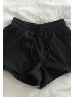 Women's Shorts Slacks Casual Short Natural Plain Pocket Elastic Drawstring Design Breathability Soft Micro-elastic Street Casual Grey Black White Dark Navy Summer Regular Fit