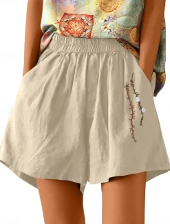 Women's Shorts Solid Color Chinos Fashion Basic Short Medium Waist Plain Pocket Elastic Waist Comfort Outdoor Micro-elastic Vacation Street Causal Army Green Black White Blue Summer Regular Fit