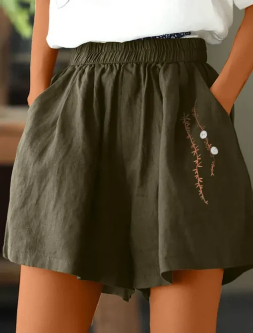 Women's Shorts Solid Color Chinos Fashion Basic Short Medium Waist Plain Pocket Elastic Waist Comfort Outdoor Micro-elastic Vacation Street Causal Army Green Black White Blue Summer Regular Fit