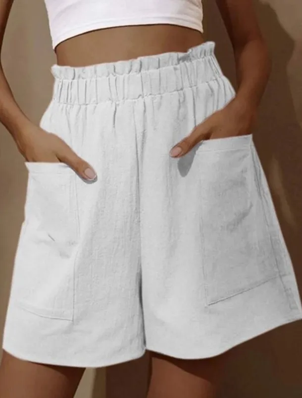 Women's Shorts Streetwear Simple Casual Short High Waist Plain Pocket Elastic Waist Breathable Soft Outdoor Micro-elastic Outdoor Vacation Casual Daily Black White Red Blue Summer Spring Regular Fit