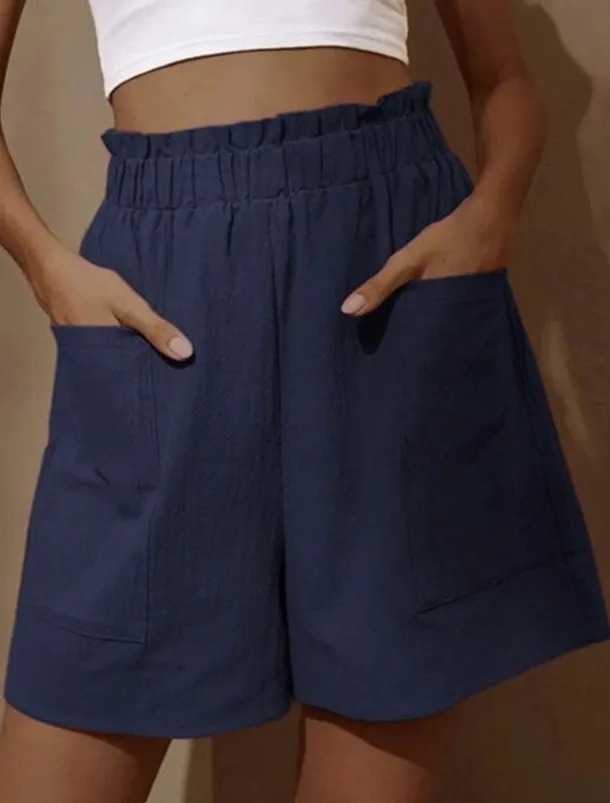 Women's Shorts Streetwear Simple Casual Short High Waist Plain Pocket Elastic Waist Breathable Soft Outdoor Micro-elastic Outdoor Vacation Casual Daily Black White Red Blue Summer Spring Regular Fit