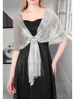 Women's Shrug Elegant Shrugs Vintage Style Solid Color Open Front Half Sleeve Knit Formal Party Work Silver Light Pink Summer Spring
