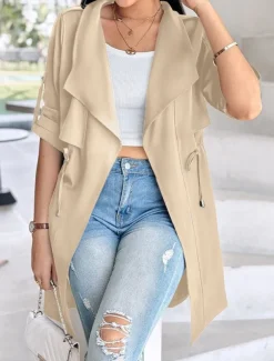 Women's Shrugs Daily Classic Long Sleeve V Neck Long Tops Work Daily Black Army Green Khaki Spring Fall Winter