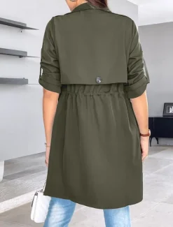 Women's Shrugs Daily Classic Long Sleeve V Neck Long Tops Work Daily Black Army Green Khaki Spring Fall Winter