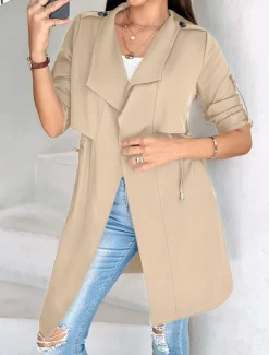 Women's Shrugs Daily Classic Long Sleeve V Neck Long Tops Work Daily Black Army Green Khaki Spring Fall Winter