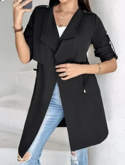 Women's Shrugs Daily Classic Long Sleeve V Neck Long Tops Work Daily Black Army Green Khaki Spring Fall Winter