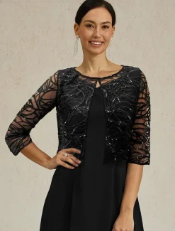 Women's Shrugs Graphic Abstract Elegant Stylish Formal Crew Neck Black Summer