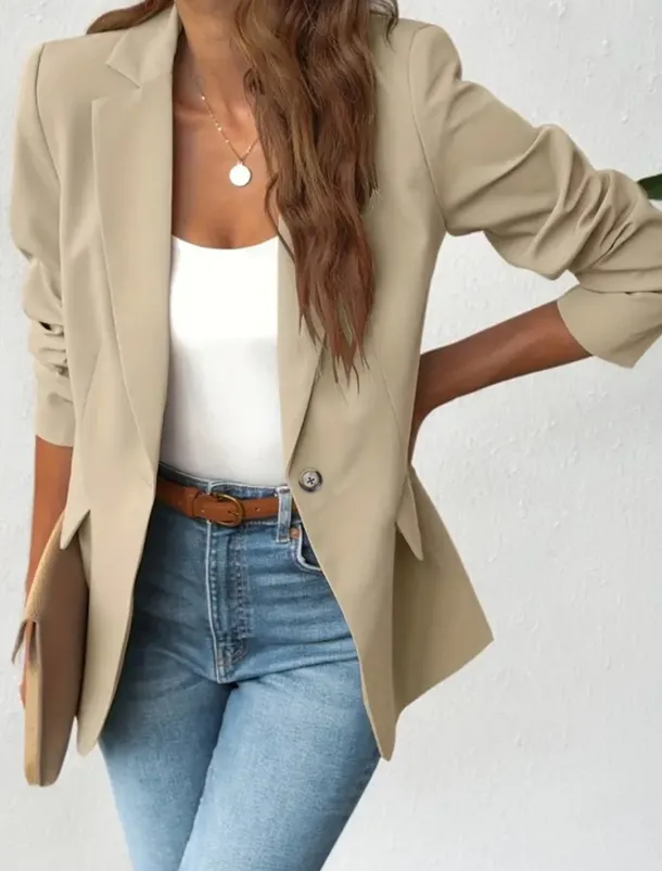 Women's Shrugs Solid Color Long Sleeve V Neck Light Brown Spring Fall Winter