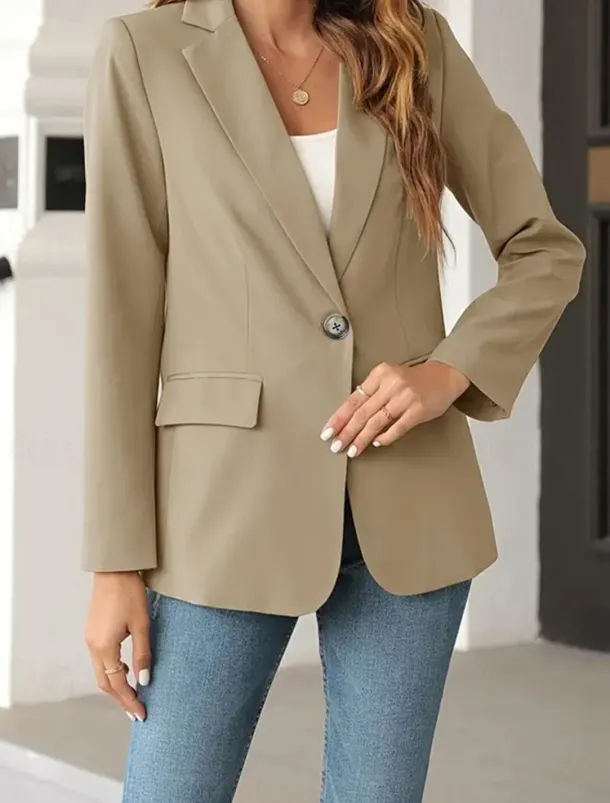 Women's Shrugs Solid Color Long Sleeve V Neck Light Brown Spring Fall Winter