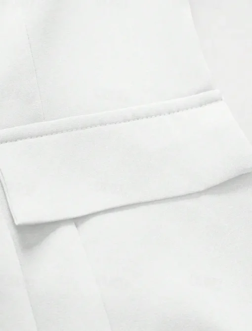 Women's Shrugs Solid Color Elegant Long Sleeve Shirt Collar Work Daily Pocket White Spring Fall Winter
