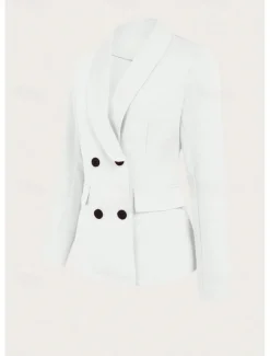 Women's Shrugs Solid Color Elegant Long Sleeve Shirt Collar Work Daily Pocket White Spring Fall Winter