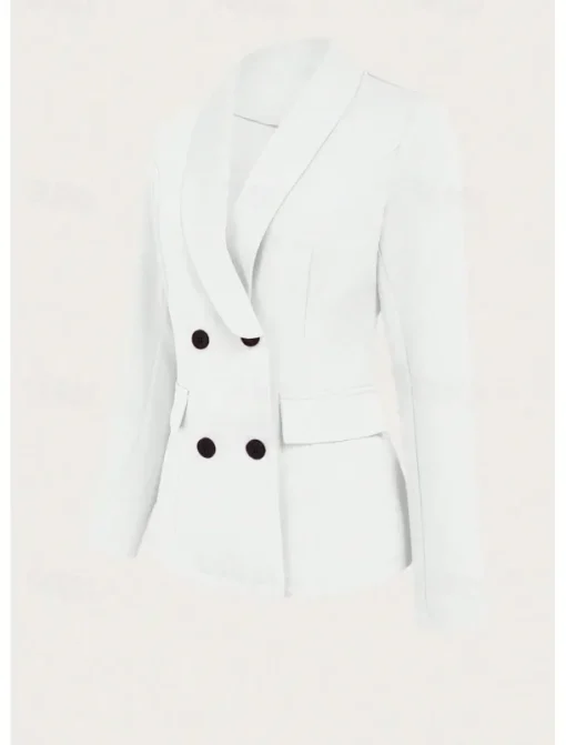Women's Shrugs Solid Color Elegant Long Sleeve Shirt Collar Work Daily Pocket White Spring Fall Winter
