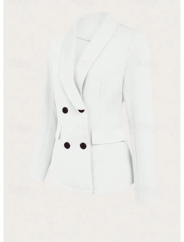 Women's Shrugs Solid Color Elegant Long Sleeve Shirt Collar Work Daily Pocket White Spring Fall Winter
