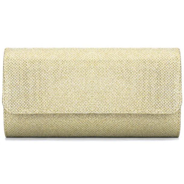 Women's Silver Glitter Clutch Purse – Elegant Evening Handbag with Chain Strap for Weddings, Parties, and Formal Events