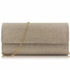 Women's Silver Glitter Clutch Purse – Elegant Evening Handbag with Chain Strap for Weddings, Parties, and Formal Events