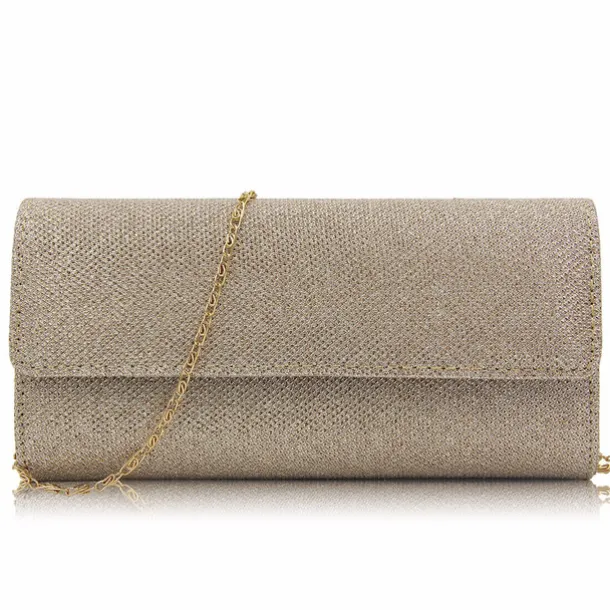 Women's Silver Glitter Clutch Purse – Elegant Evening Handbag with Chain Strap for Weddings, Parties, and Formal Events