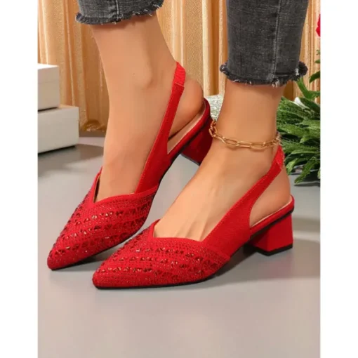 Women's Silver Glitter Slingback Pumps - Sparkly Low Block Heel Party Shoes for Nightlife and Evening Events