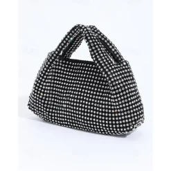 Women's Silver Rhinestone Handbag – Sparkling Evening Clutch Bag for Parties, Weddings, and Formal Events