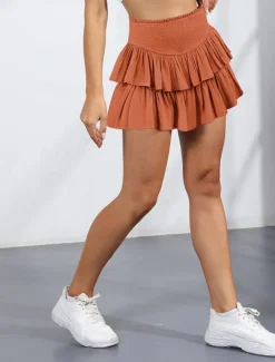 Women's Skirt A Line Fashion Casual Mini High Waist Skirts Solid Colored Layered Street Daily Black White Pink Red Summer Rayon