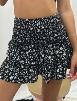 Women's Skirt A Line Mini High Waist Skirts Ruffle Print Floral Daily Vacation Summer Fashion Bohemian Casual Boho Apricot Black White Pink