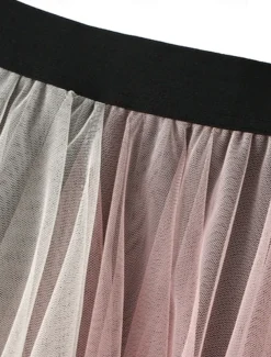 Women's Skirt A Line Swing Fashion Casual Midi High Waist Skirts Color Block Irregular Hem Layered Vacation Street White Pink Blue Green Winter Spandex