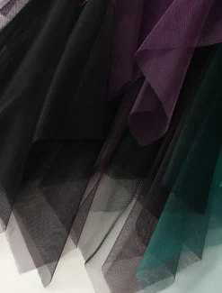 Women's Skirt A Line Swing Fashion Casual Midi High Waist Skirts Color Block Irregular Hem Layered Vacation Street White Pink Blue Green Winter Spandex