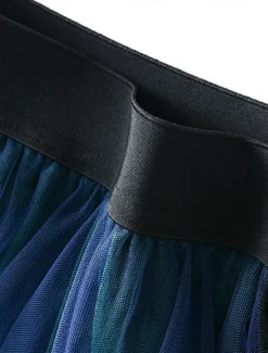 Women's Skirt A Line Swing Fashion Casual Midi High Waist Skirts Color Block Irregular Hem Layered Vacation Street White Pink Blue Green Winter Spandex