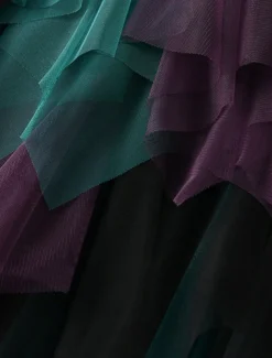 Women's Skirt A Line Swing Fashion Casual Midi High Waist Skirts Color Block Irregular Hem Layered Vacation Street White Pink Blue Green Winter Spandex