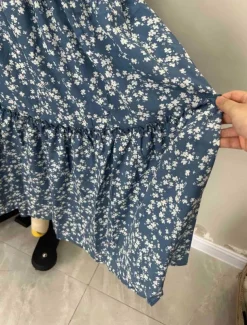 Women's Skirt A Line Swing Bohemia Casual Maxi High Waist Skirts Floral Print Micro-elastic Street Daily Black Blue Summer Polyester