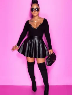 Women's Skirt Fashion Carnival Costumes Ladies Mini Skirts Solid Colored Pleated Carnival Homecoming Black Red Brown Spring & Fall PU Leather