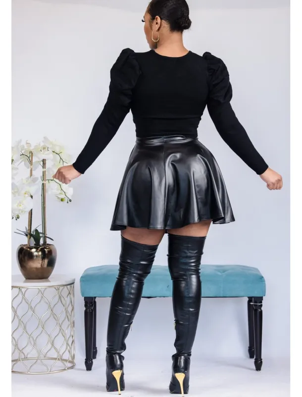 Women's Skirt Fashion Carnival Costumes Ladies Mini Skirts Solid Colored Pleated Carnival Homecoming Black Red Brown Spring & Fall PU Leather