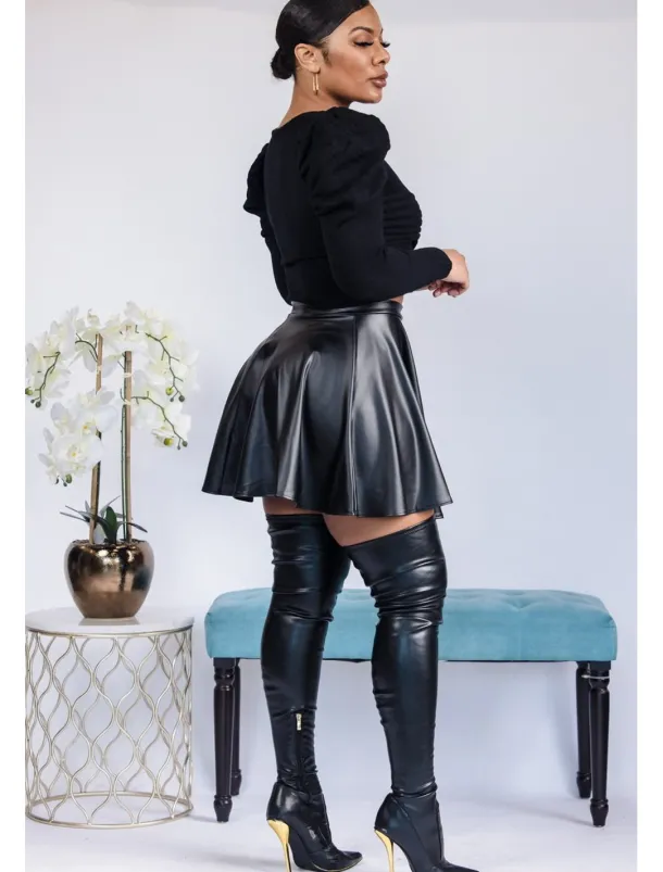 Women's Skirt Fashion Carnival Costumes Ladies Mini Skirts Solid Colored Pleated Carnival Homecoming Black Red Brown Spring & Fall PU Leather