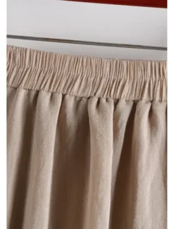 Women's Skirt Swing Fashion Maxi Mid Rise Skirts Plain Ruched Micro-elastic Vacation Street Black White Pink Blue Summer Cotton