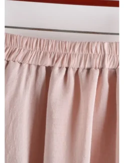 Women's Skirt Swing Fashion Maxi Mid Rise Skirts Plain Ruched Micro-elastic Vacation Street Black White Pink Blue Summer Cotton