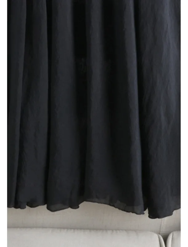 Women's Skirt Swing Fashion Maxi Mid Rise Skirts Plain Ruched Micro-elastic Vacation Street Black White Pink Blue Summer Cotton