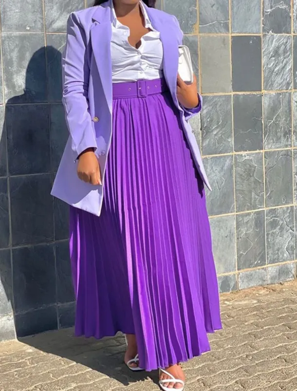 Women's Skirt Swing Maxi High Waist Skirts Pleated Ruffle Solid Colored Street Daily Spring & Summer Elegant Fashion Black White Wine Purple