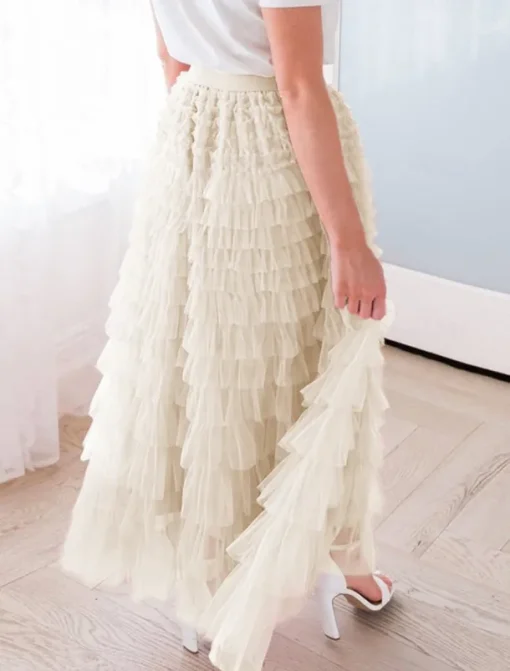 Women's Skirt Swing Tutu Maxi High Waist Skirts Pleated Solid Colored Street Daily Spring & Summer Elegant Fashion Casual Apricot Black Khaki Rose Red