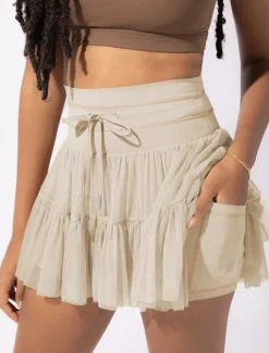 Women's Skirt Tutu Fashion Casual Mini High Waist Skirts Solid Colored Casual Daily Weekend Apricot Black White Pink Summer Polyester