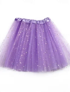 Women's Skirt Tutu Fashion Casual Shiny Mini High Waist Skirts Solid Colored Sparkle Tulle Vacation Date Black Yellow Pink Red Summer Tulle