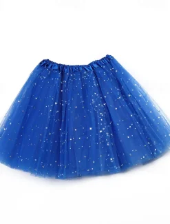 Women's Skirt Tutu Fashion Casual Shiny Mini High Waist Skirts Solid Colored Sparkle Tulle Vacation Date Black Yellow Pink Red Summer Tulle