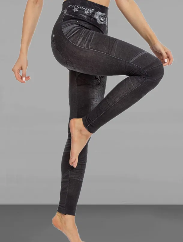 Women's Slim Pants Trousers Leggings Fashion Streetwear Casual Full Length High Waist Butterfly Pocket Print High Cut Breathability Comfortable High Elasticity Street Causal Daily Black Blue Summer