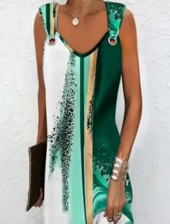 Women's Slip Dress Geometric Shirred Strap Mini Dress Elegant Sexy Date Sleeveless Summer Spring