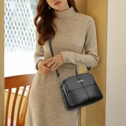 Women's Small Red Faux Leather Crossbody Bag – Minimalist Shoulder Purse with Adjustable Strap for Casual Outings and Daily Use