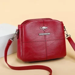 Women's Small Red Faux Leather Crossbody Bag – Minimalist Shoulder Purse with Adjustable Strap for Casual Outings and Daily Use