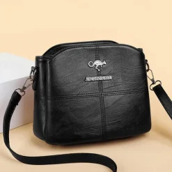 Women's Small Red Faux Leather Crossbody Bag – Minimalist Shoulder Purse with Adjustable Strap for Casual Outings and Daily Use