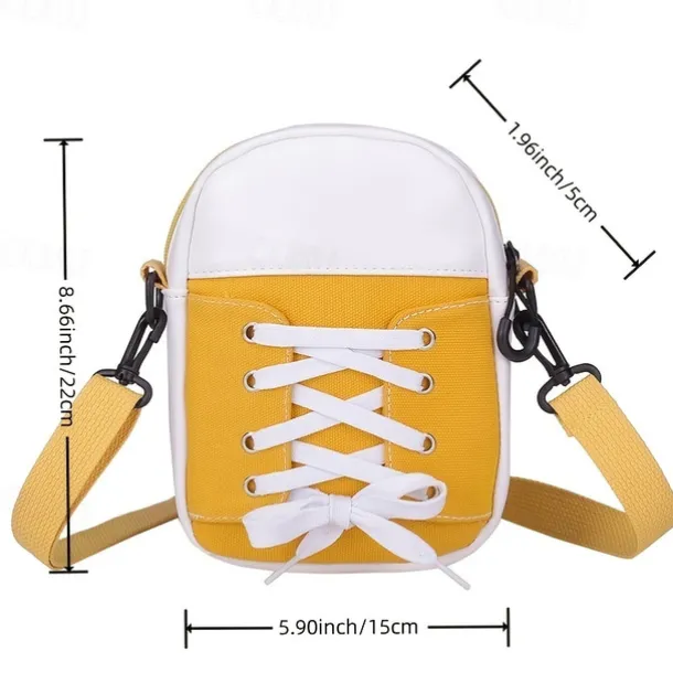 Women's Sneaker-Inspired Crossbody Bag – Casual Canvas Shoulder Purse with Lace-Up Design for Teens and Street Style Outfits