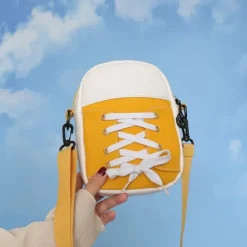 Women's Sneaker-Inspired Crossbody Bag – Casual Canvas Shoulder Purse with Lace-Up Design for Teens and Street Style Outfits