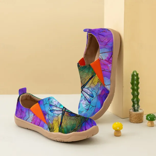 Women's Sneakers Flats Slip-Ons Print Shoes Slip-on Sneakers Daily Travel Painting Insect Flat Heel Vacation Casual Comfort Canvas Loafer Blue