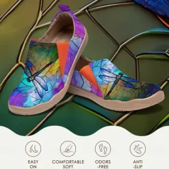 Women's Sneakers Flats Slip-Ons Print Shoes Slip-on Sneakers Daily Travel Painting Insect Flat Heel Vacation Casual Comfort Canvas Loafer Blue