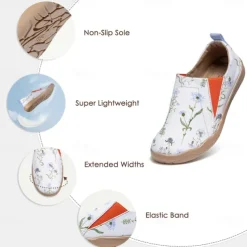 Women's Sneakers Flats Slip-Ons Print Shoes Slip-on Sneakers Daily Travel Painting Insect Flat Heel Vacation Casual Comfort Canvas Loafer Blue